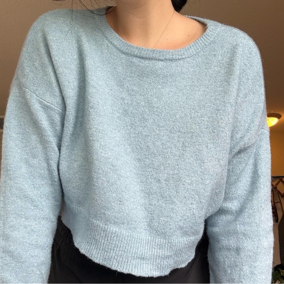PacSun Sweaters - Cropped Sweater Light Blue Pacsun - Casual, Minimalist, Winter, Lightweight